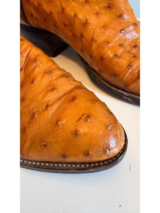 Paul Wheeler Custom Made Tan Ostrich Leather Cowboy Boots Mens 10 D Estimated main image 7
